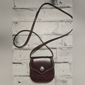 Brighton Leather Crossbody Bag Brown Concho Stud Western Boho